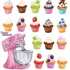 Violette Stickers – Cupcakes – 2 Mini Cupcake Sticker Sheets – Scrapbooks Crafts
