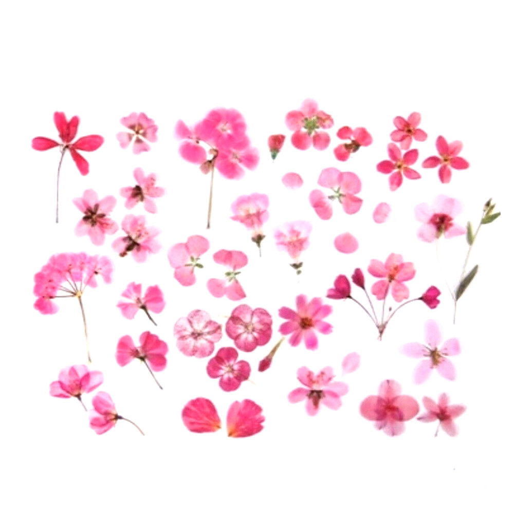 40 pcs Pink Stickers Flower Leaves Sprigs Clear Edge Scrapbooking Card Making