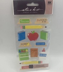 Sticko School Supplies Stickers Pencil Crayon Glue Notebook Apple Back To School