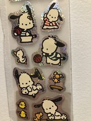 Sanrio Pochacco Basket Ball Glitter Holographic Sticker Sheet Vintage Htf 1993