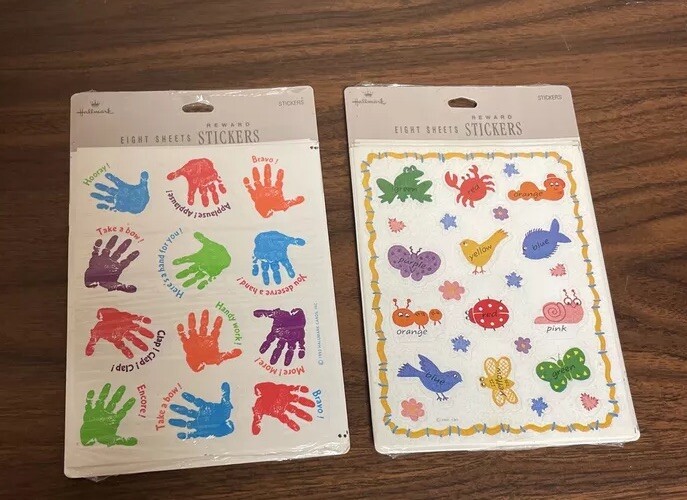 Vintage Hallmark Stickers Kids Children RARE Lot Of 2 Packs 16 Sheets Total NEW