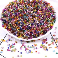 5000 pca Silver-Lined Glass Tube Bugle Beads 2X2mm + Storage Box Jewelry making