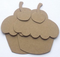 {3} CUPCAKE w/ CHERRY – Birthday Bare Chipboard Die Cuts Embellishments