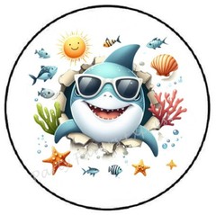 ADORABLE SHARK WITH GLASSES ENVELOPE SEALS LABELS STICKERS PARTY FAVORS