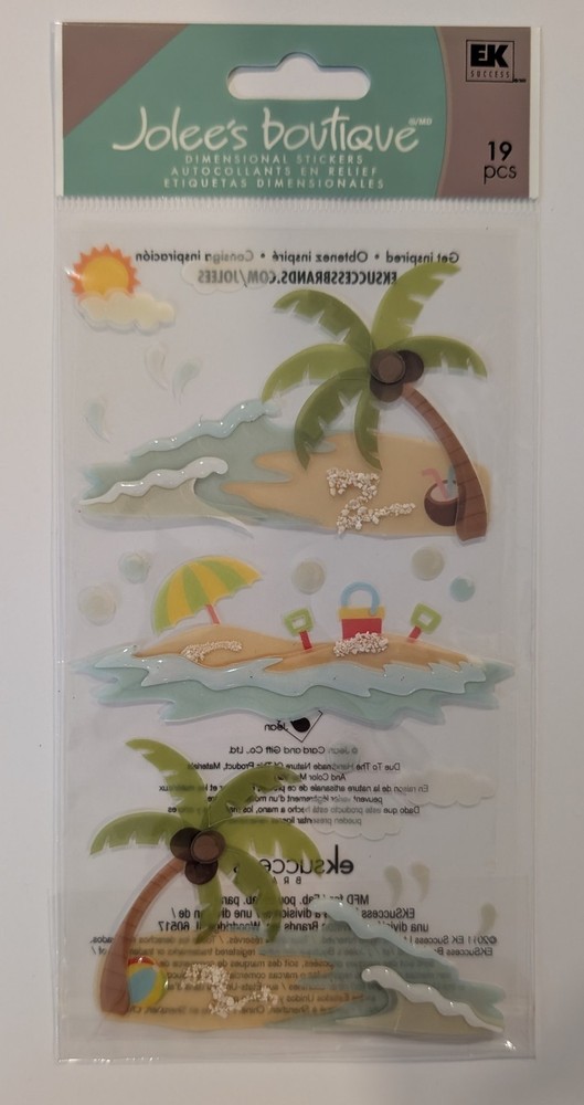 RARE Jolee’s Vellum Waves & Sand Palm Trees Beach Ocean Scrapbooking Stickers