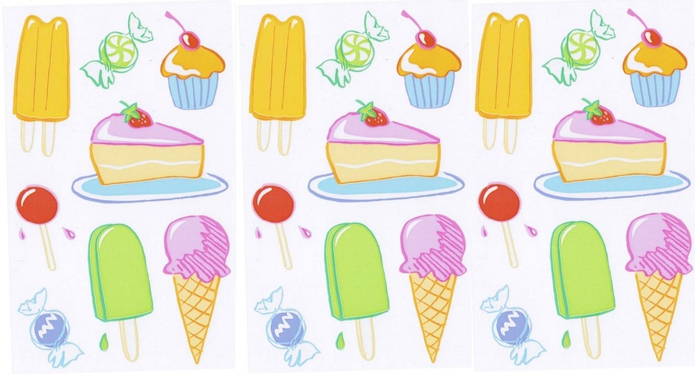 Mrs Grossman’s Sheer COLOR SWEETS Ice Cream PIE Cake Scrapbook Stickers 3 Sheets