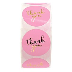 1000 Pink Gold Foil Thank You Stickers – 1.5″ Circle Envelope Seals for Weddings