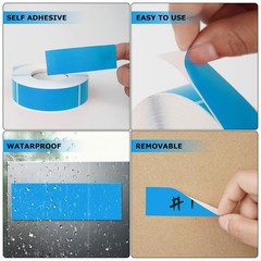 Blue Rectangle Stickers 3 x 1 Inch Color Coding Labels Vinyl Roll Self-Adhesi…