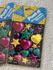 3pk VTG 80s 90s POST IT removable Stickers – Hearts and Stars – 4 Sheets Each