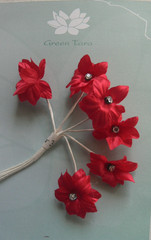 SWAROVSKI 6 Flowers x 30mm Bunch with Stems RED Layered Diamante Centre AB f NJC