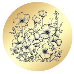 GOLD FOIL FLOWERS ENVELOPE SEALS LABELS STICKERS PARTY FAVORS