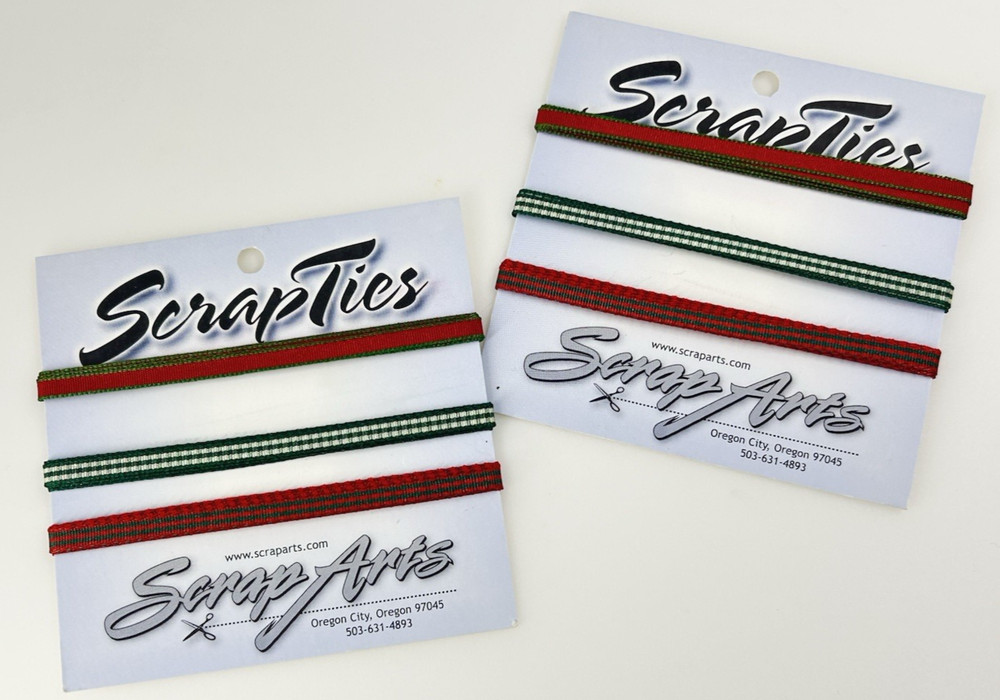 Scrap Ties Scrap Arts Christmas Ribbon Red & Green Scrapbooking Embellishment