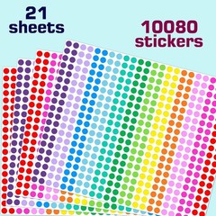 10080 PCS Small Dot Stickers 1/4″ Round Circle Color Coding Labels | 15 Colors C