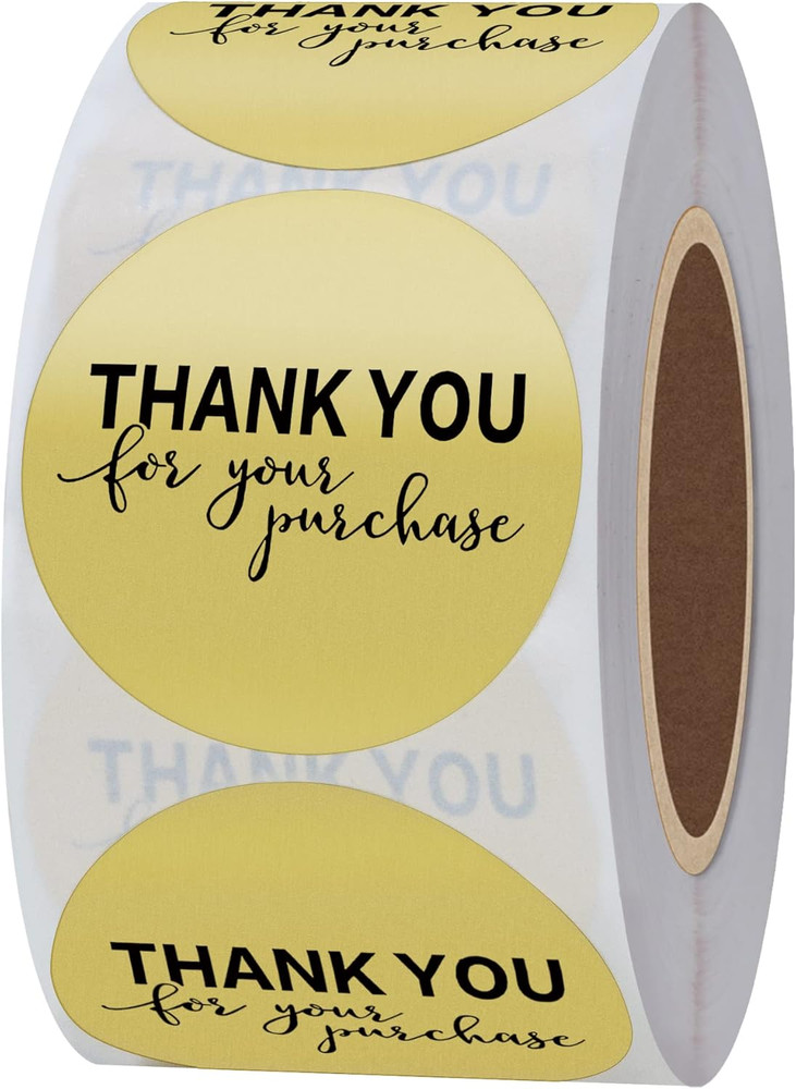 Gold Foil Thank You for Your Purchase Stickers 1.5″ round 500 Labels per Roll (G