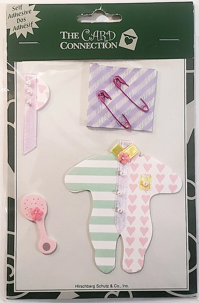 The Card Connection Self-Adhesive Embellishments – BABY GIRL CLOTHING – 4 pcs
