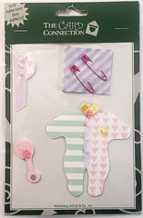 The Card Connection Self-Adhesive Embellishments – BABY GIRL CLOTHING – 4 pcs