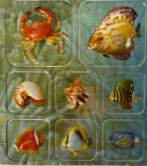 TROPICAL FISH #2 Dimensional Pop-Up Sticker(9pc)Ocean •Crab•Seashells•Tang Fish