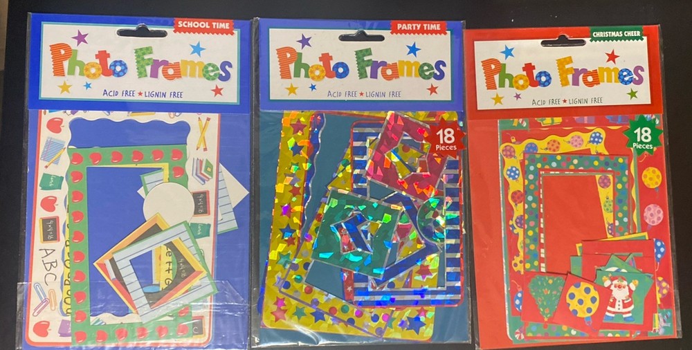 NEW 3 Pack Lot Photo frames Party,School,Christmas For Scrapbooking Acid Free