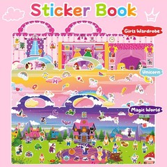 3 Reusable Jelly Sticker Books for Toddlers 3-6, Travel Activity Girls Toys