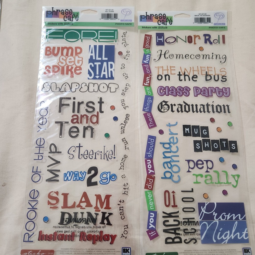 NEW Lot 2 Sheets Stickers ALL STAR BACK TO SCHOOL Phrase Cafe Phrases Quotes-A/G