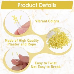 Matwsec 1600PCS 2mm Stamens for Flower Making 2.3 inch long, Light Yellow