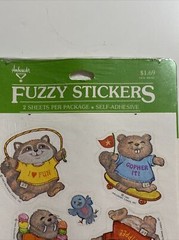Vintage 80s Shirt Tales Fuzzy Flocked Stickers Hallmark TV Cartoons Scrapbook