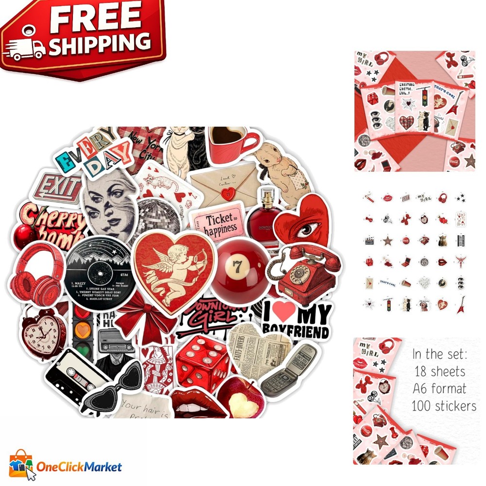 100 Stylish Y2K Stickers – Waterproof Aesthetic Decals for Laptops & Journals