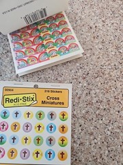 Vintage 1990 Redi-Stix Birthday, Cross, Rainbow Religious Stickers Seals USA Inc