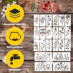 25 Sets Wildflower Stencils, Flowers Leaves Herbs Painting Stencils, 60 Pcs