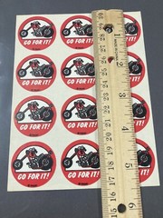 Vintage 1980’s TREND SCRATCH N SNIFF STICKERS Motorcycle GO FOR IT 1 Sheet Rare