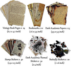 Vintage Aesthetic Scrapbook Supplies Kit with Scrapbook Paper, Stickers, Bookmar