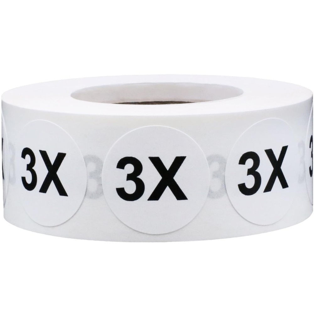 White Circle 3X Clothing Size Stickers – 3/4 Inch Round, 500 Adhesive Labels …