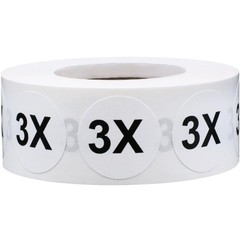 White Circle 3X Clothing Size Stickers – 3/4 Inch Round, 500 Adhesive Labels …