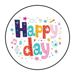 HAPPY DAY ENVELOPE SEALS STICKERS LABELS TAGS 1.5″ ROUND (30) COLORFUL
