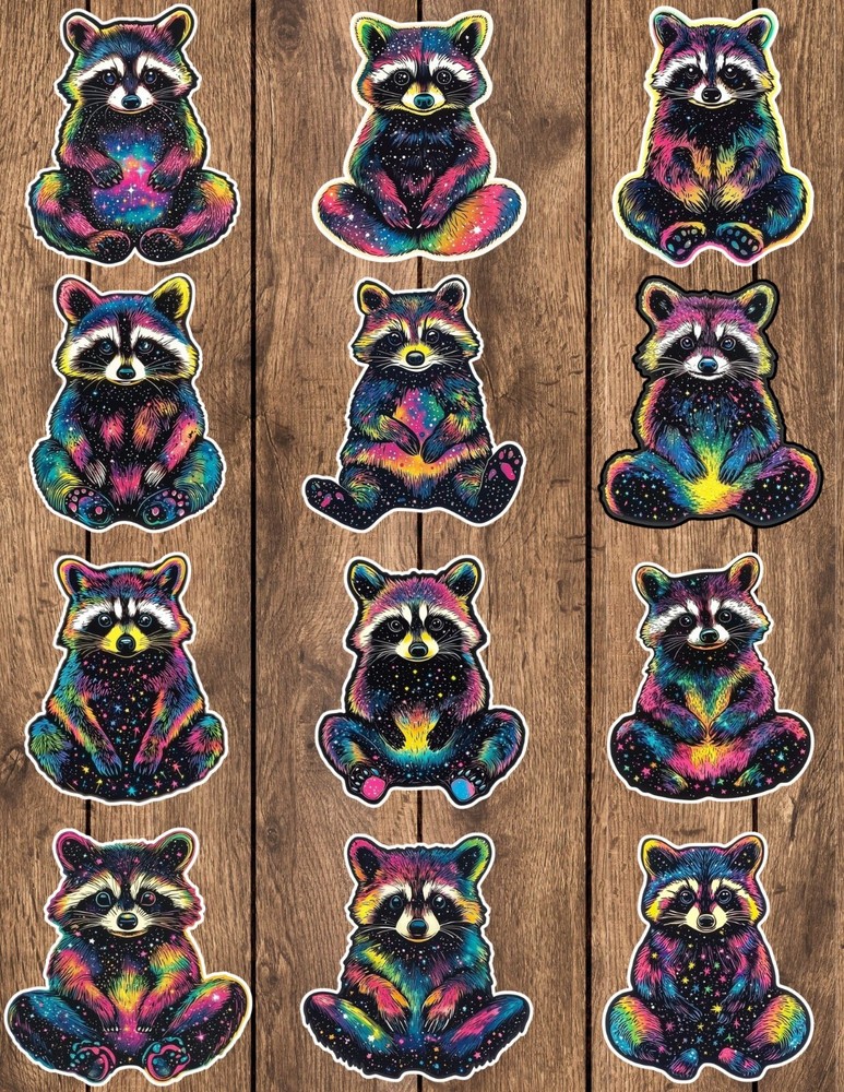 Galaxy Raccoon Die Cut Vinyl Stickers Scrapbooking Laptop Waterbottle