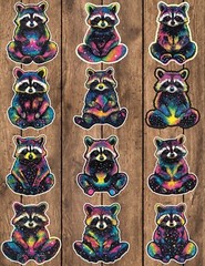 Galaxy Raccoon Die Cut Vinyl Stickers Scrapbooking Laptop Waterbottle