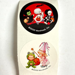 Vintage Halloween Stickers Ruth Morehead 8 pc Round Ghost Pumpkin Trick or Treat