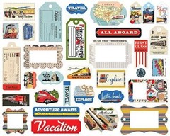 Train All Aboard Frames and Tags Die Cut Ephemera Pack