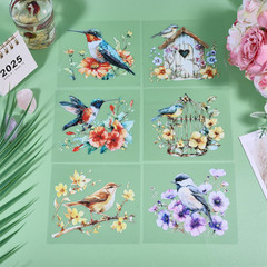 18 Sheets Flowers and Bird Transfer Stickers 3.9×3.6inch Hummingbird Branch Deca