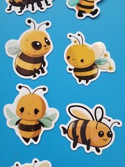 STICKERS x 10 Honey Bee Apiculture Beehive Cartoon Bees Vinyl Sticker B12B