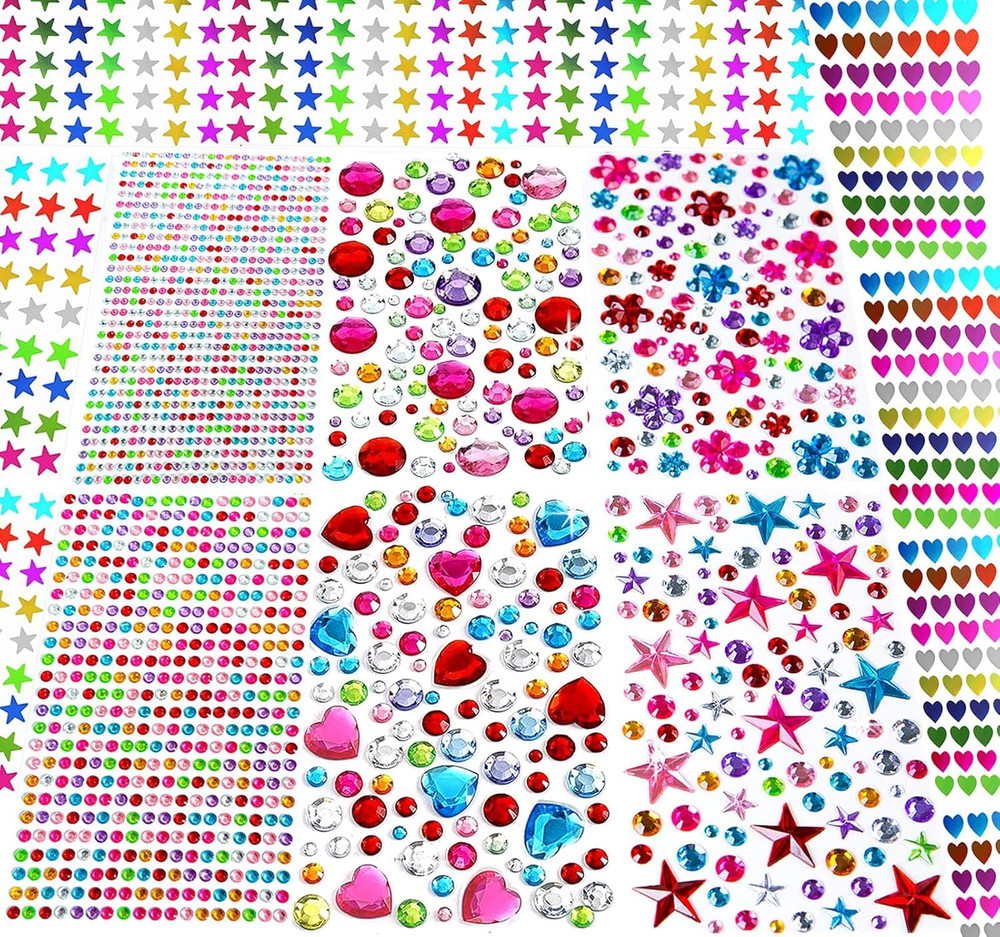 2300Pcs Gem Stickers Jewels for Crafts, Self Adhesive Rhinestone Jewel Stickers,