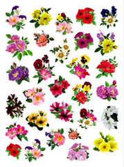 BEAUTIFUL FLOWER STICKERS Roses Lilies Petunias USA MADE #59B FAST USA SHIPPING