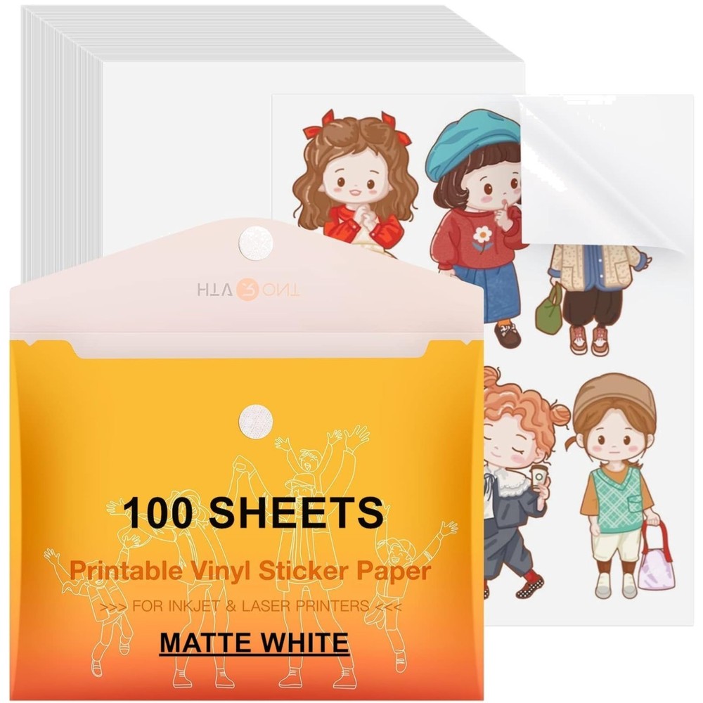 Matte Waterproof Sticker Paper, 100 Sheets – Inkjet Printer