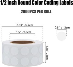 Versatile 2000-Pack White Circle Stickers – Writable, Strong Adhesive Labels
