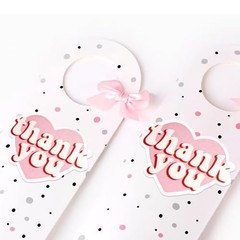 2.4 Inch Pink Heart Shaped Thank You Stickers 2 Rolls for Small Business 240