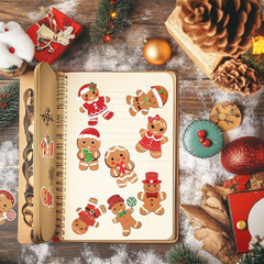 1000Pcs Christmas Stickers Roll Gingerbread Man Decals 10 Designs Funny Cartoon
