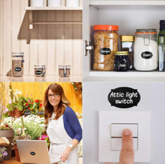 Black Waterproof Reusable Chalk Label Stickers for Jars, Storage & DIY Projects