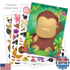 Bendon Zany Zoo Create-A-Face Sticker Pad 42424