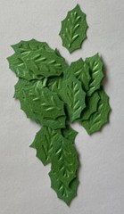 GREEN BRIGHT HOLLY LEAF Die-cut Embellishment(20pc) Garden•Berry•Christmas