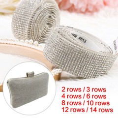 Self Adhesive Rhinestone Trim Tape Diamond Ribbon DIY Strips Sticker 1 Meter New